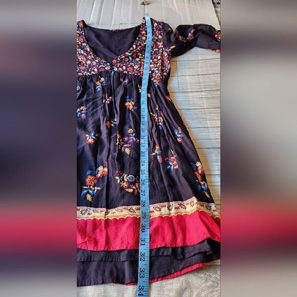 Sezane Daphna Navy Blue and Red Floral Dress - Picture 9 of 11